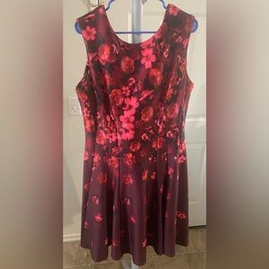 Floral Red Scuba Fit and Flare Dress